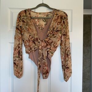 Wilfred Floral Bodysuit in Beige and Brown